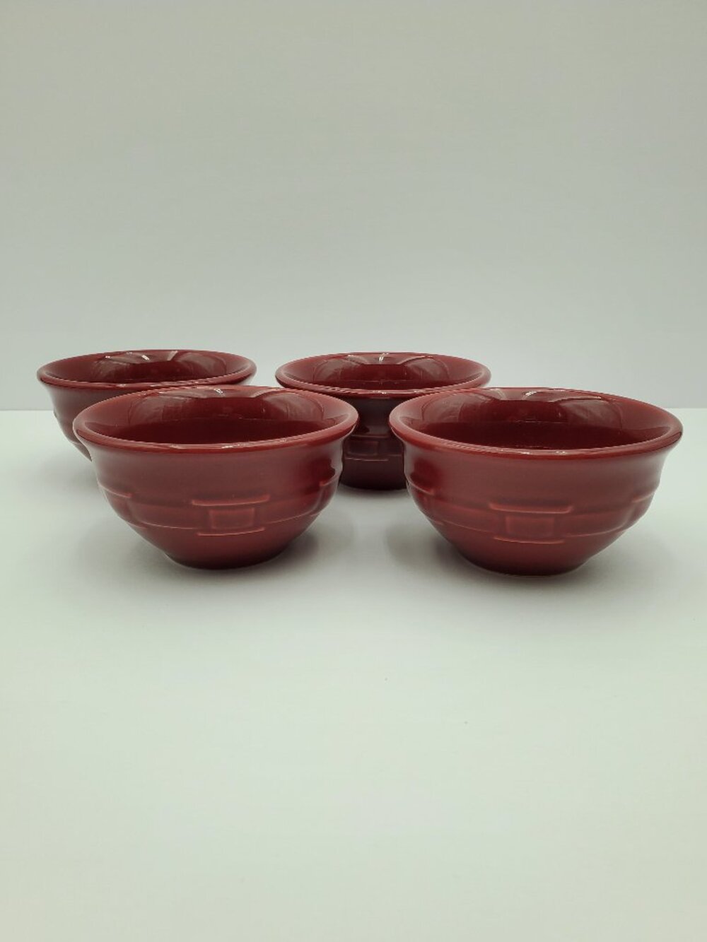 Longaberger Pottery Woven Traditions Paprika Round Dessert Bowls